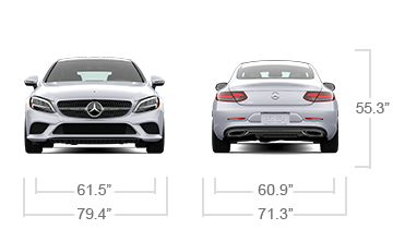 model front and back view diensions