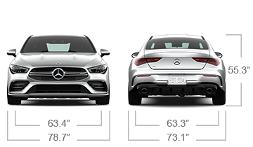 model front and back view diensions