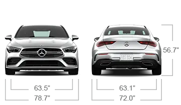 model front and back view diensions