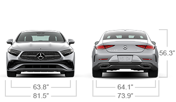 model front and back view diensions