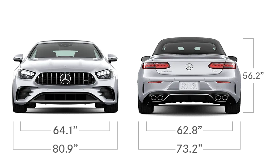 model front and back view diensions
