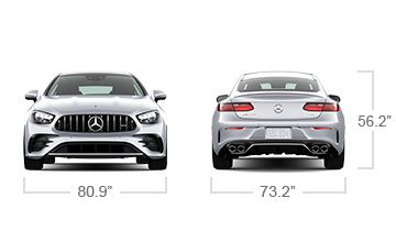 model front and back view diensions