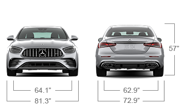 model front and back view diensions