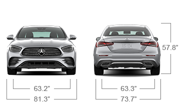 model front and back view diensions