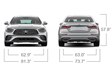 model front and back view diensions