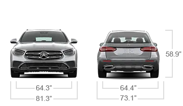 model front and back view diensions