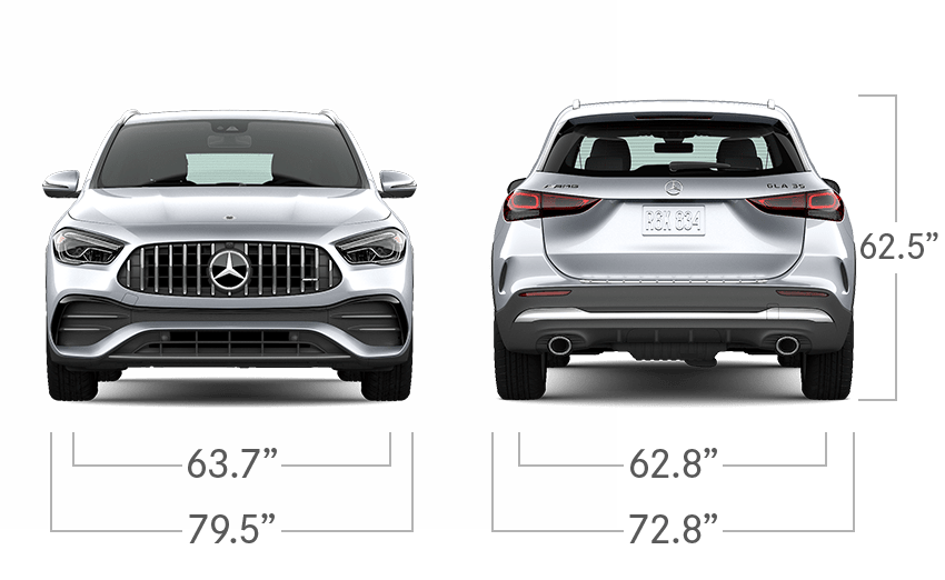 model front and back view diensions