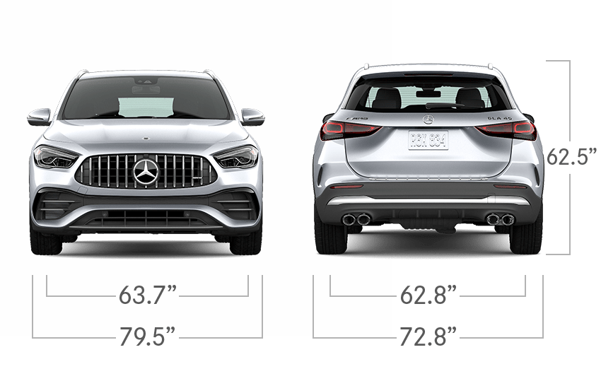 model front and back view diensions