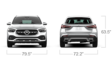 model front and back view diensions