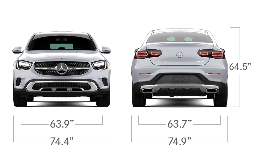 model front and back view diensions