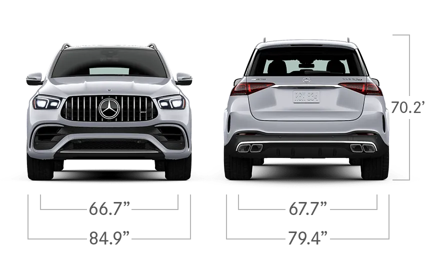 model front and back view diensions
