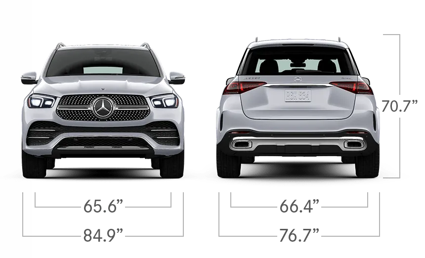 model front and back view diensions
