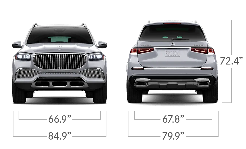 model front and back view diensions