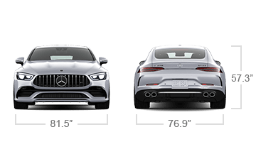 model front and back view diensions