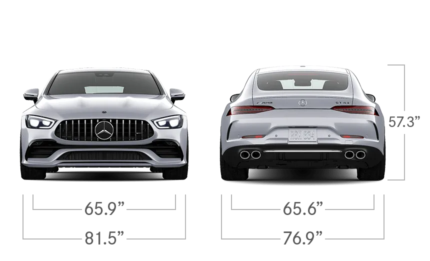 model front and back view diensions