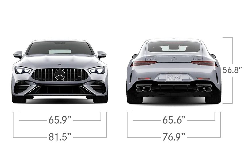 model front and back view diensions