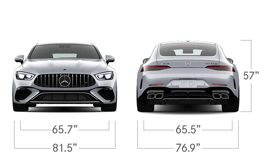 model front and back view diensions