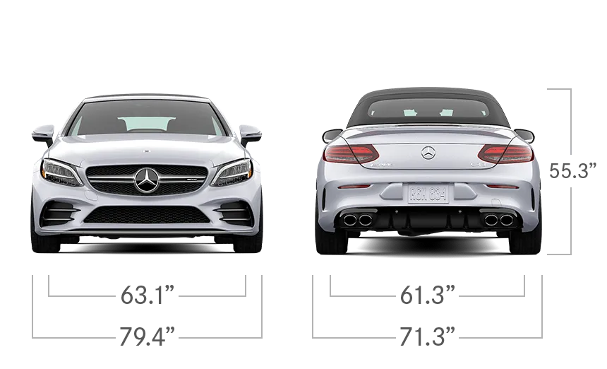 model front and back view diensions