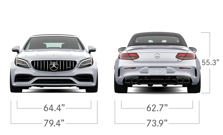 model front and back view diensions