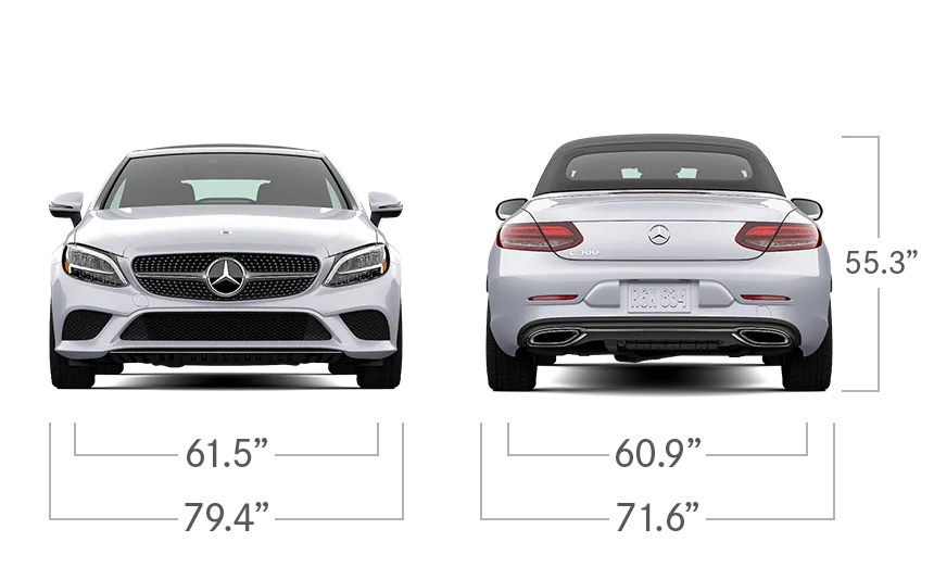 model front and back view diensions