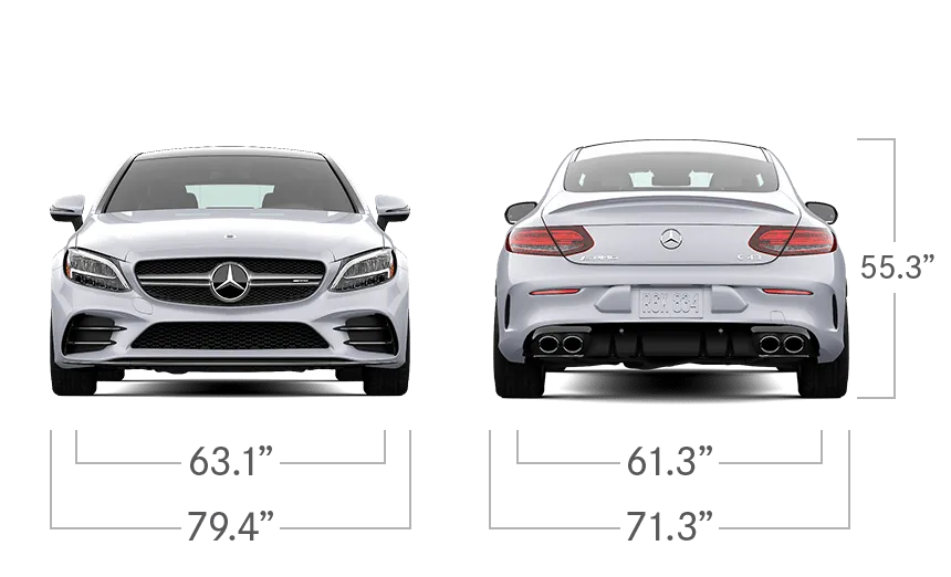 model front and back view diensions