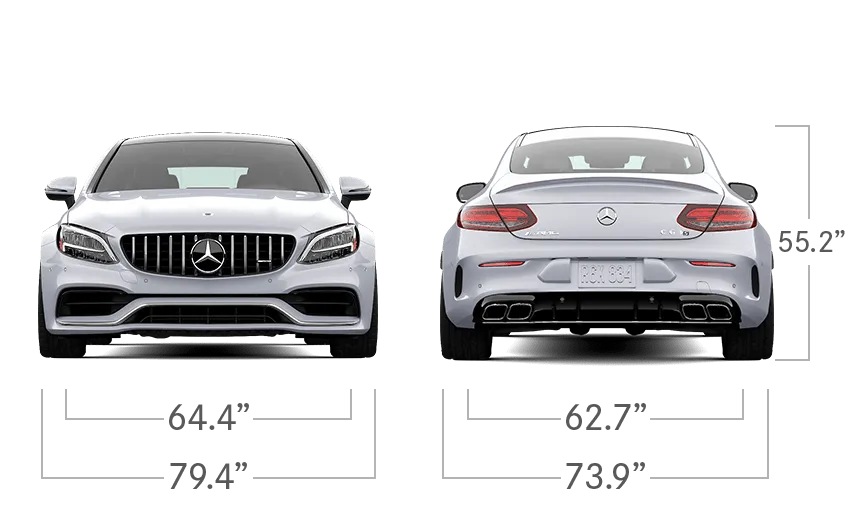 model front and back view diensions