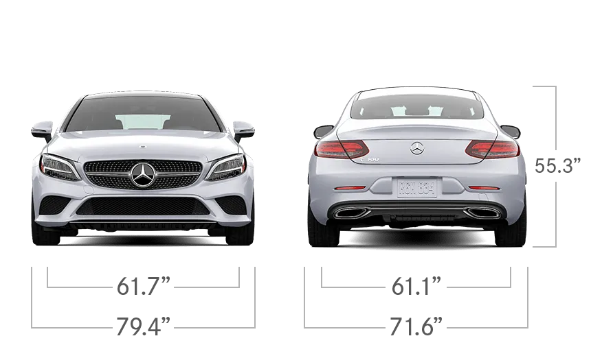 model front and back view diensions