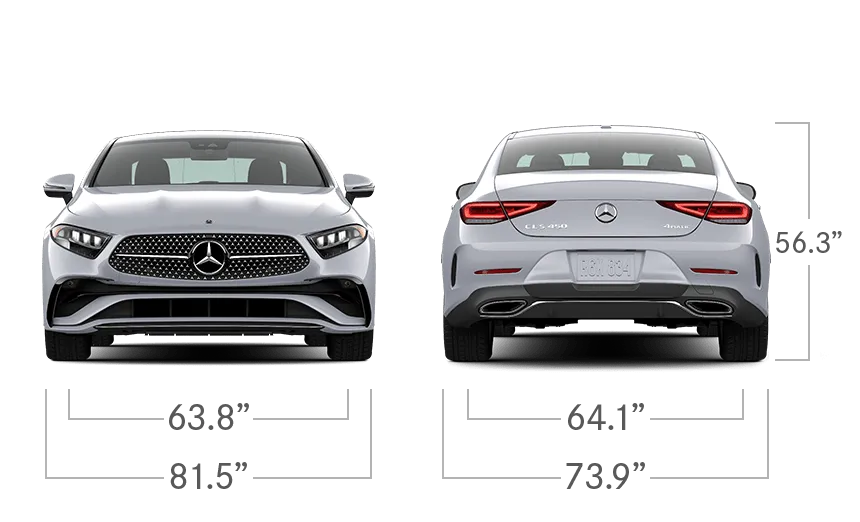 model front and back view diensions