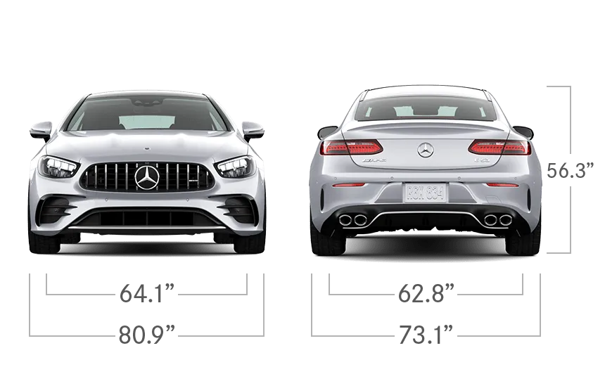 model front and back view diensions