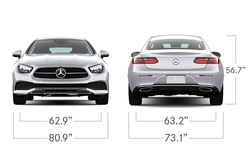 model front and back view diensions