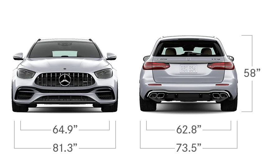 model front and back view diensions