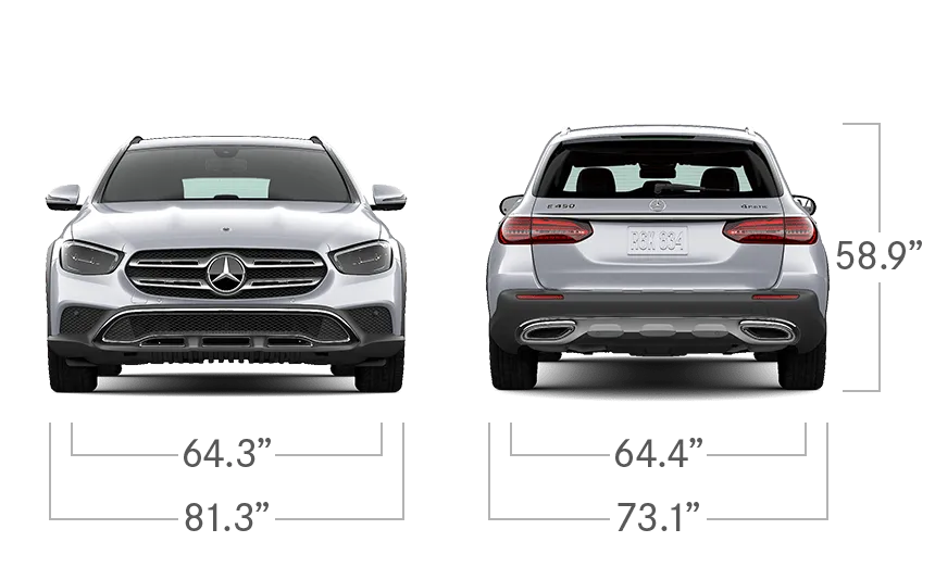 model front and back view diensions