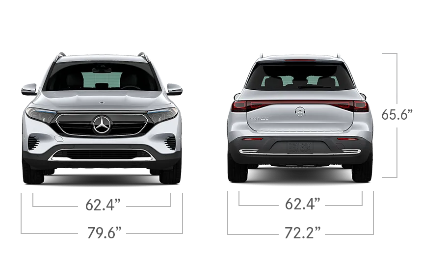 model front and back view diensions