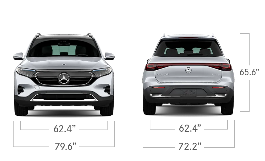 model front and back view diensions