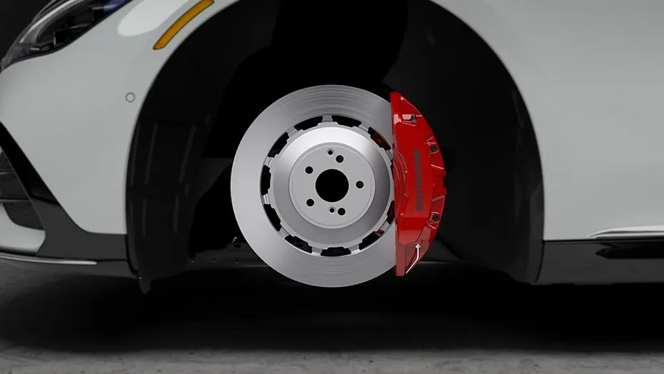 Red-painted brake calipers
