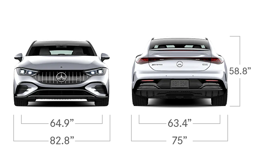 model front and back view diensions