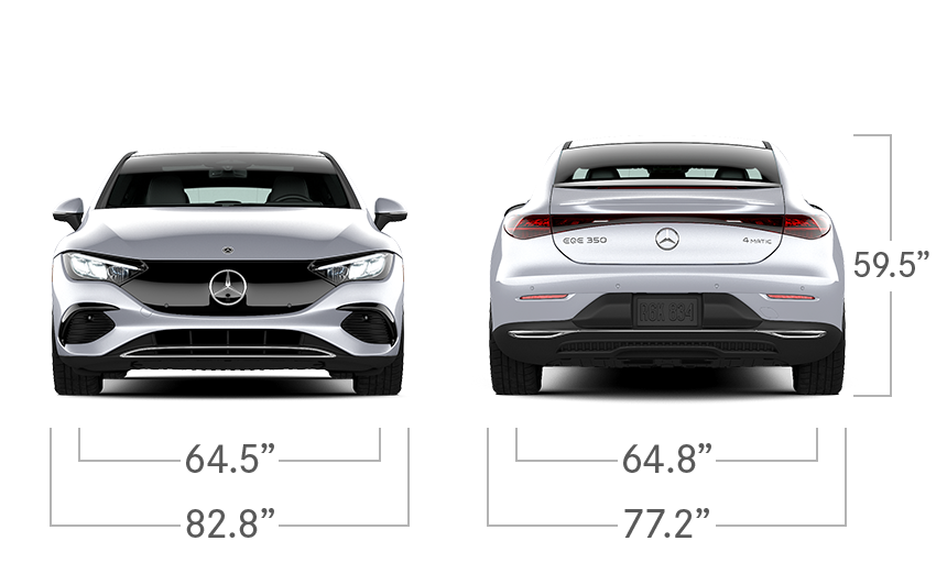 model front and back view diensions