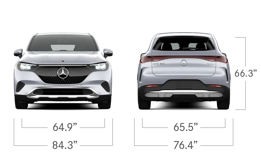 model front and back view diensions