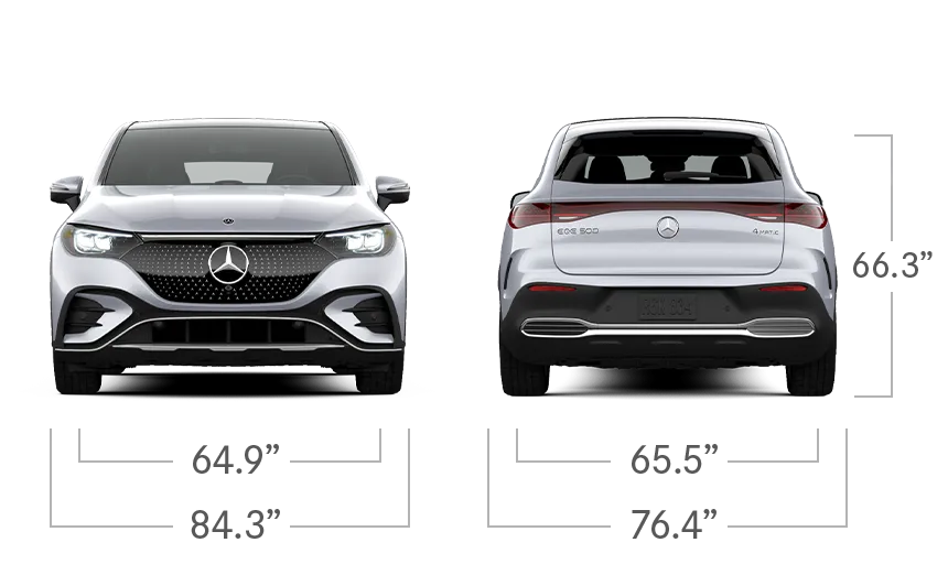 model front and back view diensions