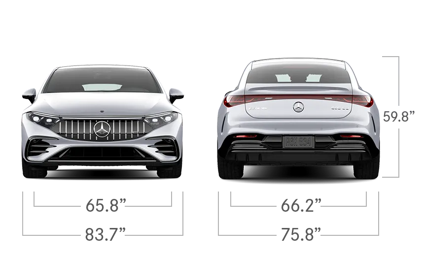 model front and back view diensions