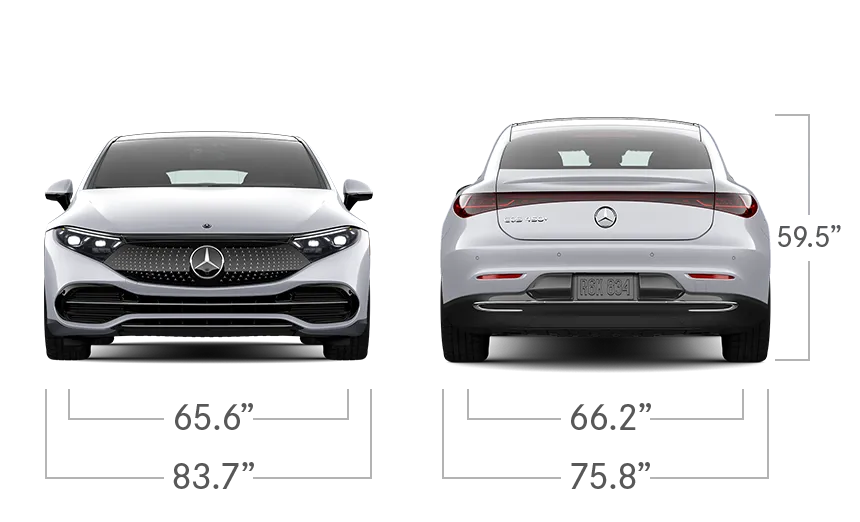 model front and back view diensions