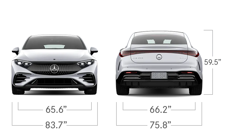 model front and back view diensions