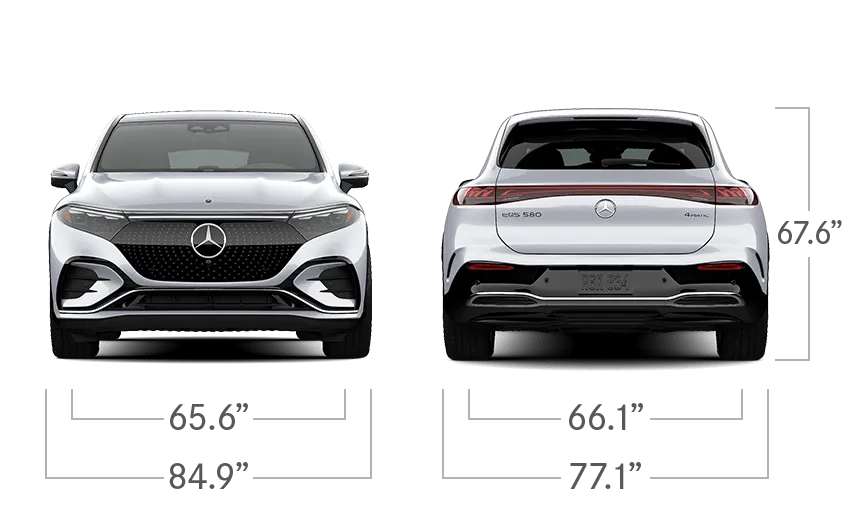 model front and back view diensions