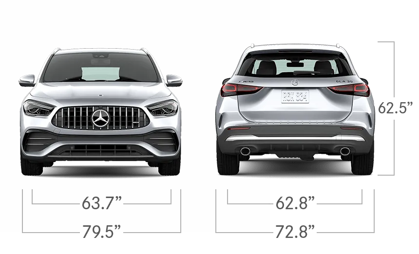 model front and back view diensions