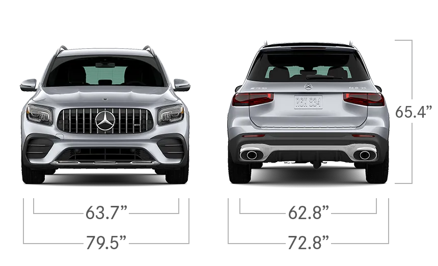 model front and back view diensions