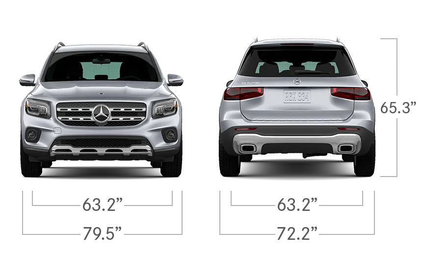 model front and back view diensions
