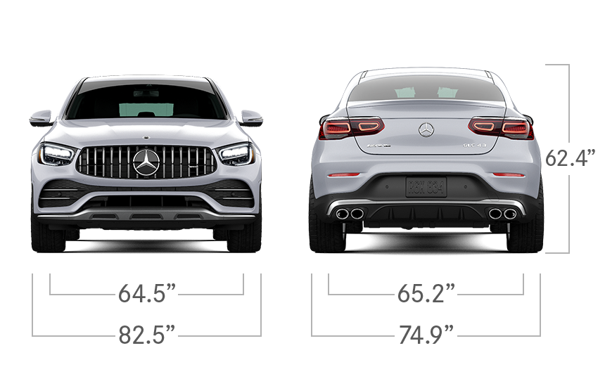 model front and back view diensions