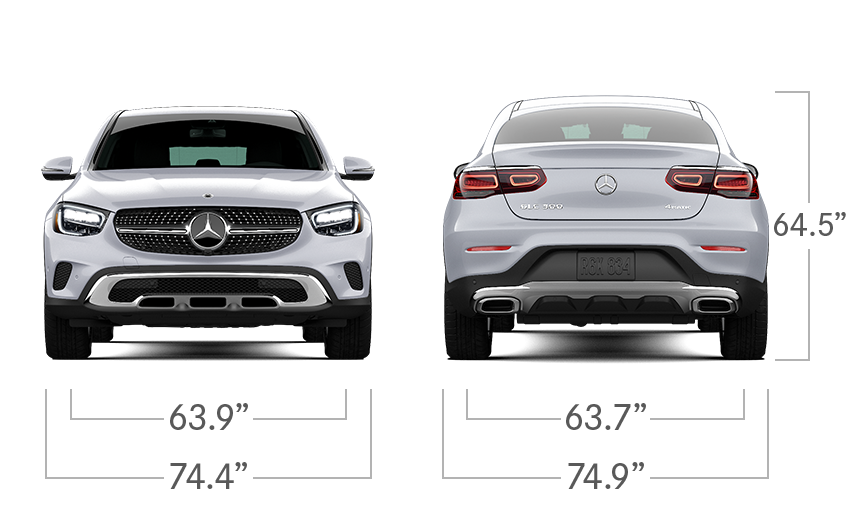 model front and back view diensions