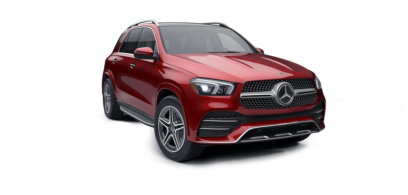 Mercedes-Benz GLE Maroon 3/4 Front Grille View