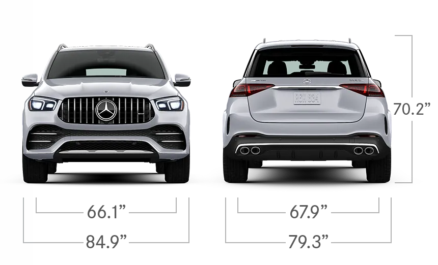 model front and back view diensions